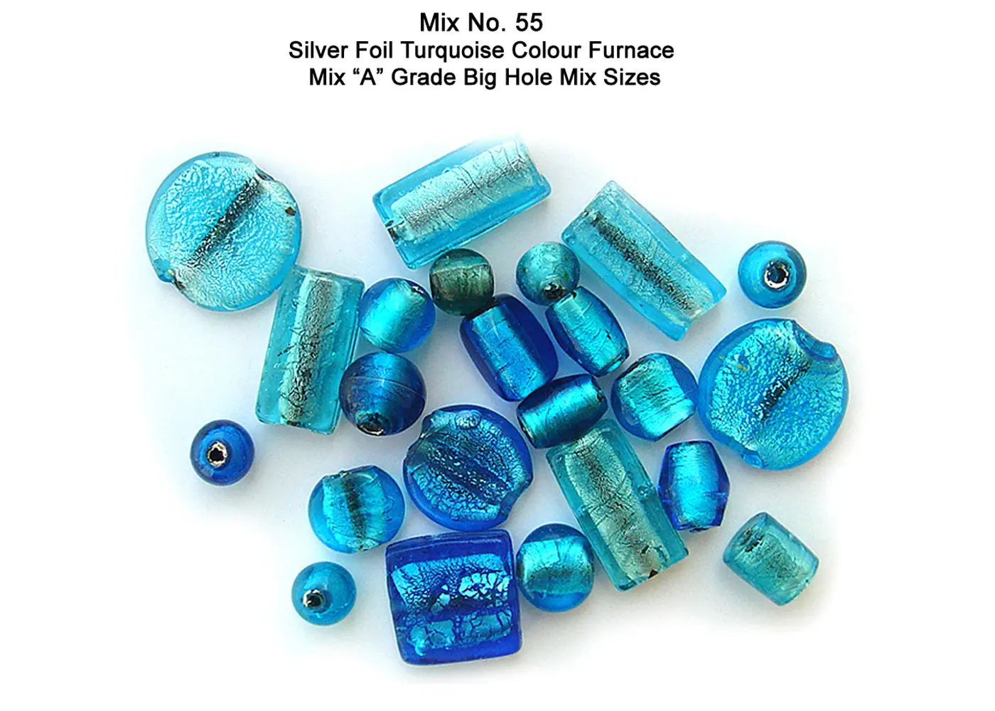 Silver Foil Turquoise Color Furnace Mix "A" Grade Big Hole mix sizes
